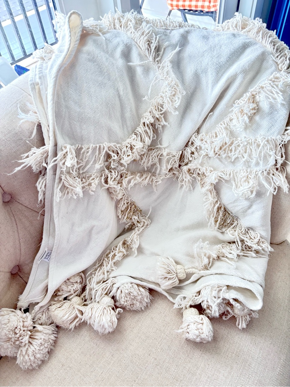 Anthropologie Tasseled Throw Blanket